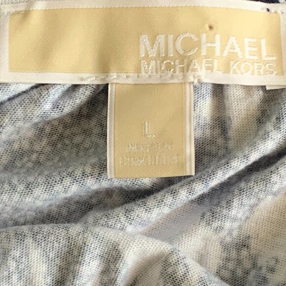 Michael Kors Cotton Modal Floral Peasant Top L Blue & White 134i - Picture 6 of 7